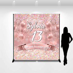 Lofaris Pink Glitter Teenage Year Custom Birthday Backdrop