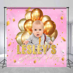 Lofaris Pink Gold Balloons Custom Birthday Party Backdrop