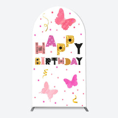 Lofaris Pink Gold Birthday Arch Backdrop Cover for Girl