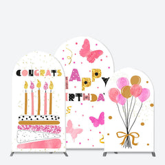 Lofaris Pink Gold Birthday Arch Backdrop Cover for Girl