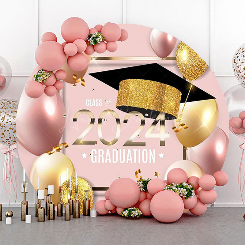 Lofaris Pink Gold Cap Class 2024 Round Graduation Backdrop