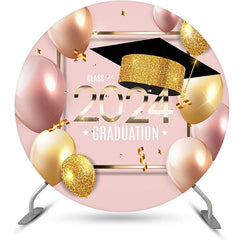 Lofaris Pink Gold Cap Class 2024 Round Graduation Backdrop