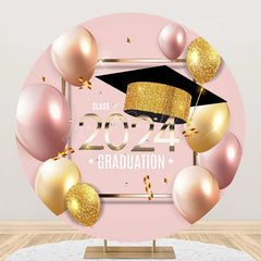 Lofaris Pink Gold Cap Class 2024 Round Graduation Backdrop