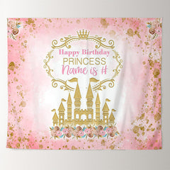 Lofaris Pink Gold Castle Custom Birthday Princess Backdrop