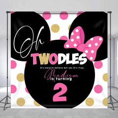 Lofaris Pink Gold Dots Twodles Custom 2nd Birthday Backdrop