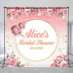 Lofaris Pink Gold Floral Star Custom Bridal Shower Backdrop