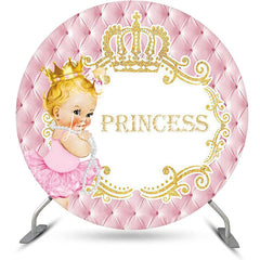 Lofaris Pink Gold Little Princess Round Birthday Backdrop