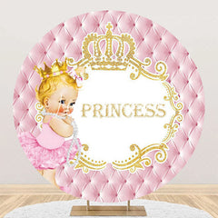 Lofaris Pink Gold Little Princess Round Birthday Backdrop