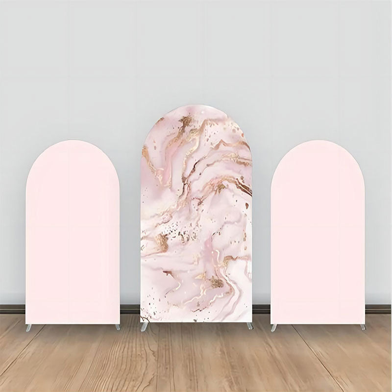 Lofaris Pink Gold Marble Texture Arch Backdrop Kit For Party