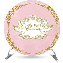 Lofaris Pink Gold Pigeon My First Communion Baptism Backdrop