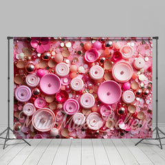 Lofaris Pink Gold Sequins Shaped Flowers Fine Art Backdrop