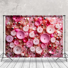 Lofaris Pink Gold Sequins Shaped Flowers Fine Art Backdrop