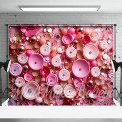 Lofaris Pink Gold Sequins Shaped Flowers Fine Art Backdrop