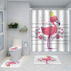 Lofaris Pink Goose Crown Shower Curtain For Bathroom Decor