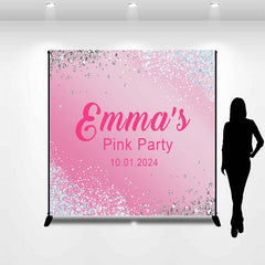 Lofaris Pink Gradient Silver Diamond Custom Birthday Backdrop