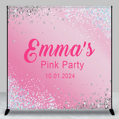 Lofaris Pink Gradient Silver Diamond Custom Birthday Backdrop