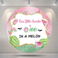 Lofaris Pink Green One In A Melon Birthday Round Backdrop