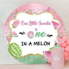 Lofaris Pink Green One In A Melon Birthday Round Backdrop