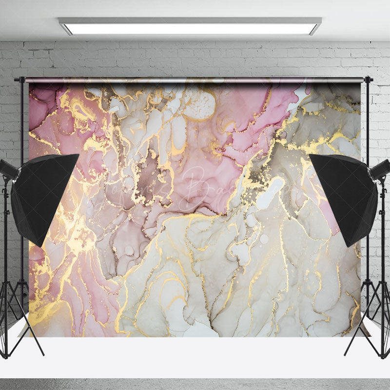 Lofaris Pink Grey Gold Mixed Marble Texture Photo Backdrop