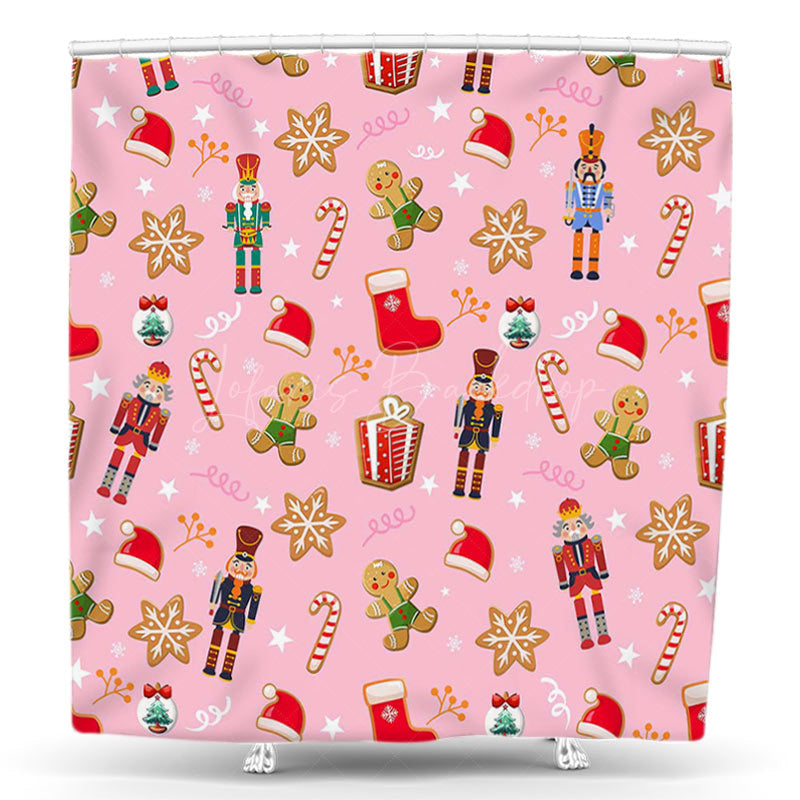 Lofaris Pink Hat Soldier Gifts Snow Christmas Shower Curtain