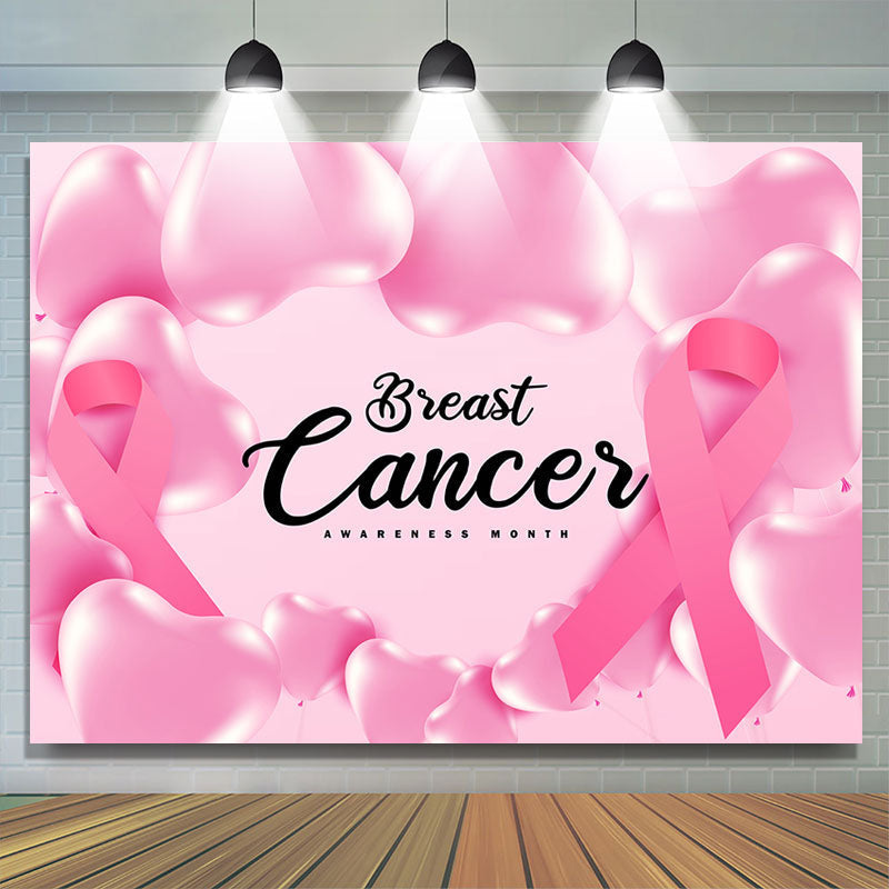 Pink Heart Breast Cancer Awareness Month Backdrop - Lofaris