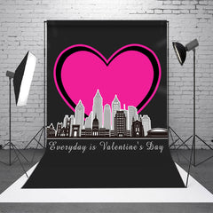 Lofaris Pink Heart City Buildings Valentines Day Backdrop