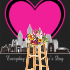 Lofaris Pink Heart City Buildings Valentines Day Backdrop