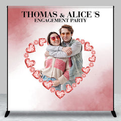 Lofaris Pink Heart Custom Photo Enagement Party Backdrop