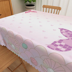 Lofaris Pink Heart Mermaid Tail Home Decorative Tablecloth