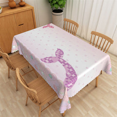 Lofaris Pink Heart Mermaid Tail Home Decorative Tablecloth