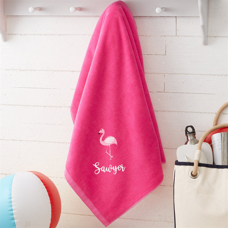 Lofaris Pink Holiday Fun Summer Embroidered Beach Towel