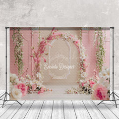 Lofaris Pink Khaki Retro Wall Arch Floral Wedding Backdrop