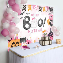 Lofaris Pink Little Boo Halloween Girl Baby Shower Backdrop