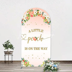 Lofaris Pink Little Peach Floral Baby Shower Arch Backdrop