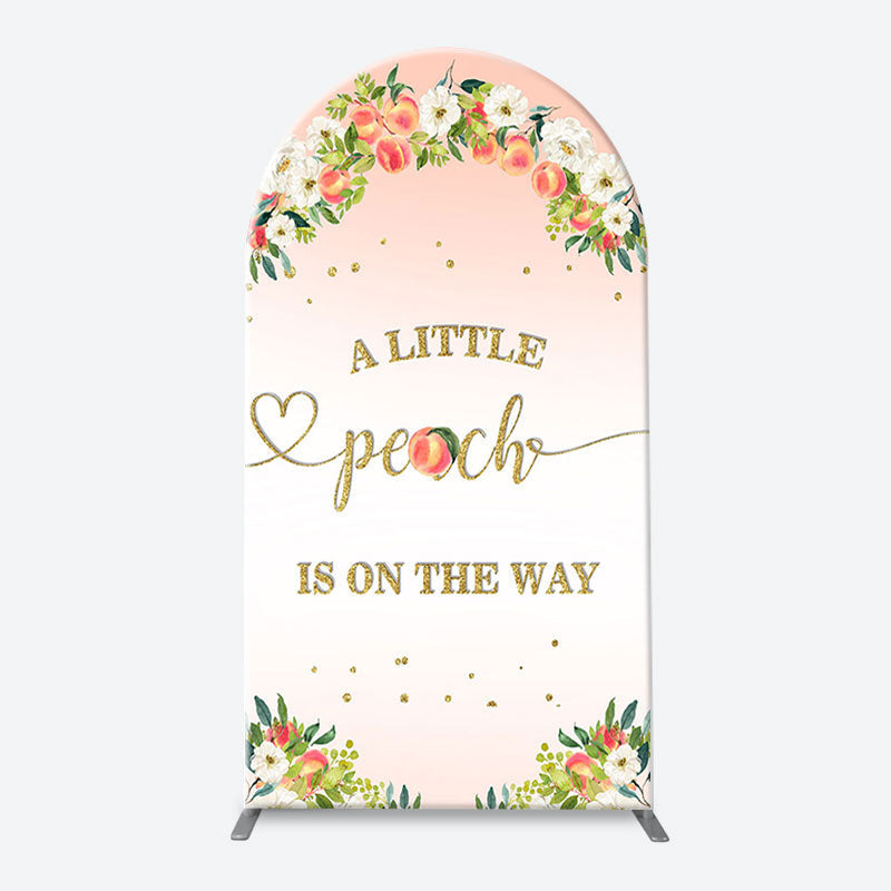 Lofaris Pink Little Peach Floral Baby Shower Arch Backdrop