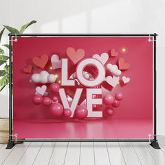 Lofaris Pink Love Hearts And Balls Valentines Day Backdrop