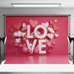 Lofaris Pink Love Hearts And Balls Valentines Day Backdrop