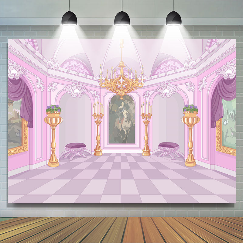 Lofaris Pink Luxury Palace Candlestick Party Backdrop For Girl