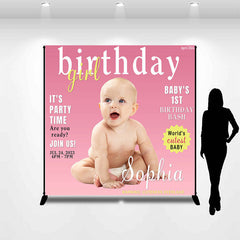 Lofaris Pink Magazine Style Girl Custom Photo Birthday Backdrop