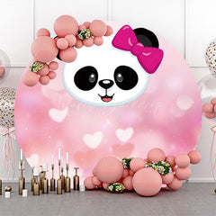 Lofaris Pink Panda Head Bokeh Round Baby Shower Backdrop