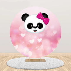 Lofaris Pink Panda Head Bokeh Round Baby Shower Backdrop