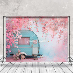 Lofaris Pink Peach Blossom Petals RV Spring Photo Backdrop