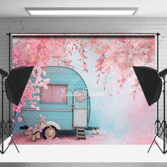 Lofaris Pink Peach Blossom Petals RV Spring Photo Backdrop