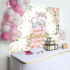 Lofaris Pink Peanut Floral Baby Shower Backdrop for Girl