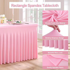 Lofaris Pink Premium Spandex Rectangle Party Table Skirt