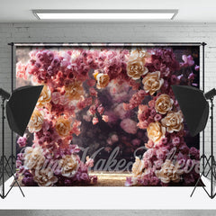 Lofaris Pink Purple Big Floral Arch Bokeh Flower Backdrop