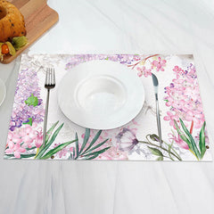 Lofaris Pink Purple Floral Leaves Spring Set Of 4 Placemats