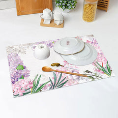 Lofaris Pink Purple Floral Leaves Spring Set Of 4 Placemats