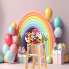 Lofaris Pink Rainbow Gifts Balloon Girl Cake Smash Backdrop