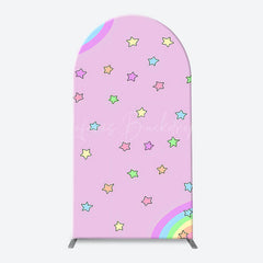 Lofaris Pink Rainbow Stars Colorful Arch Birthday Backdrop